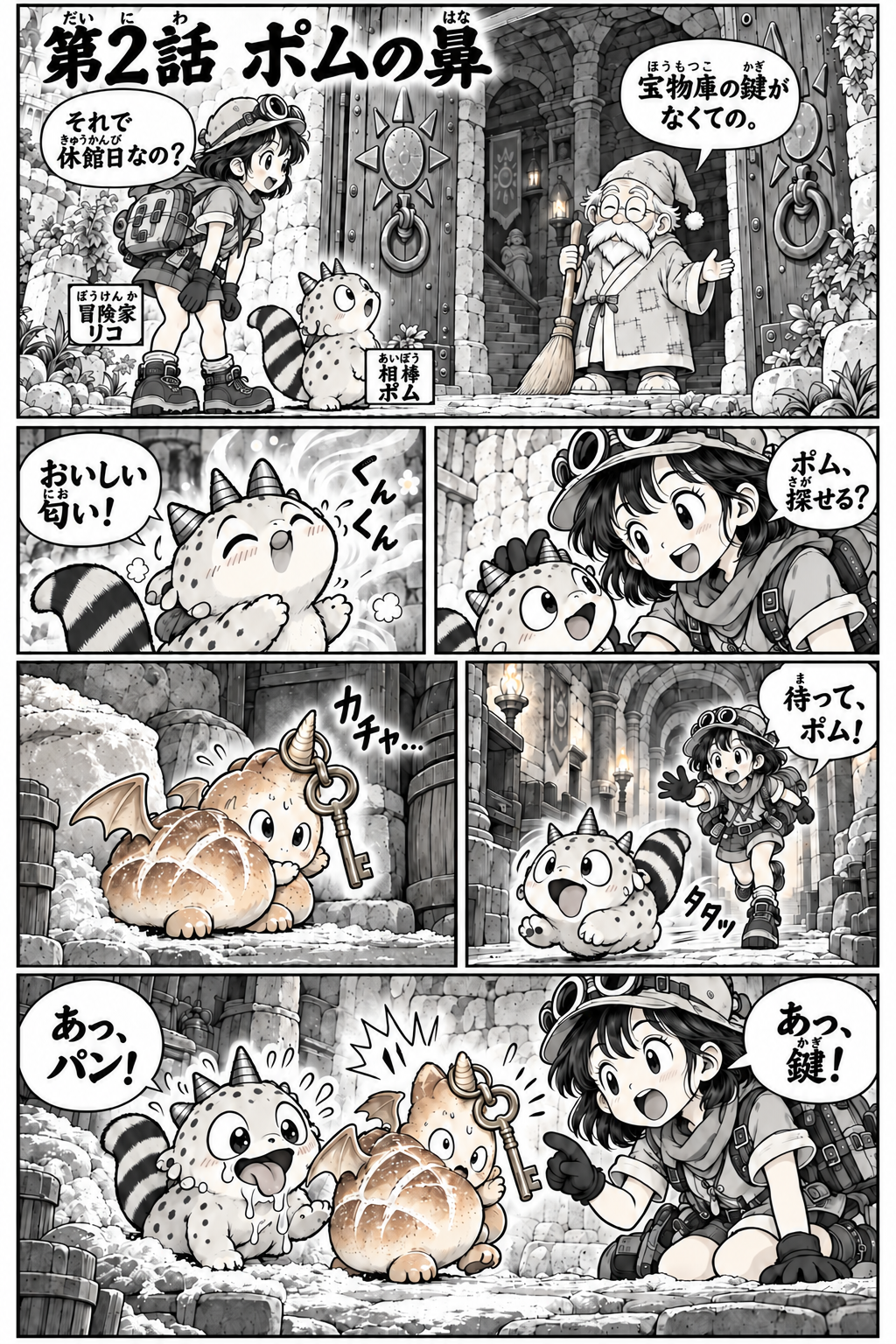 リコとポムのふしぎな冒険 第1部 本文 2 / 18（ふりがな付き）