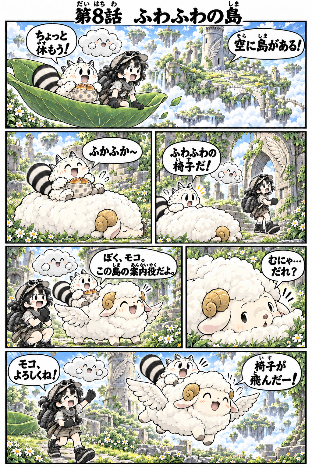 リコとポムのふしぎな冒険 第1部 本文 8 / 18（ふりがな付き）