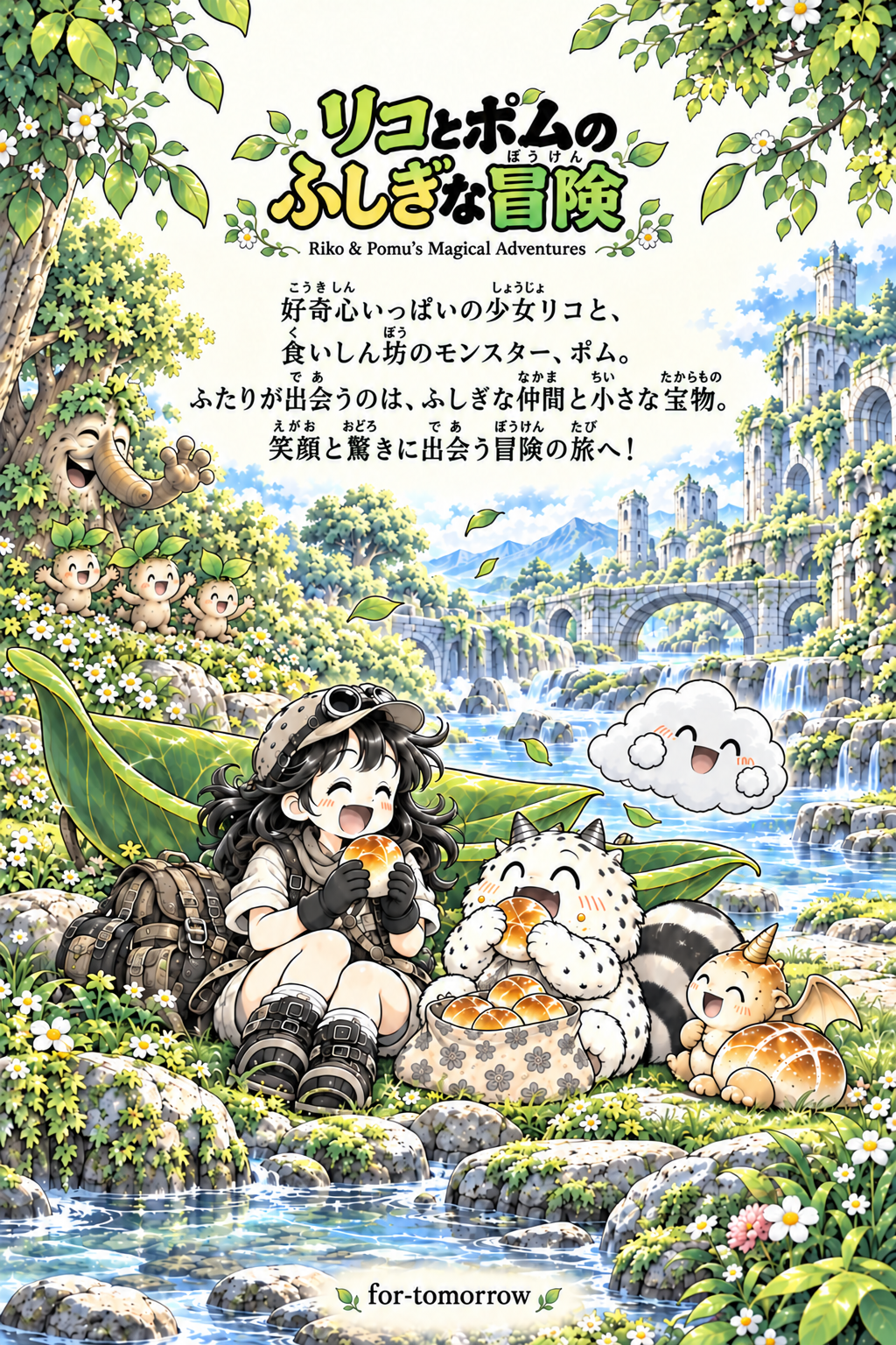 リコとポムのふしぎな冒険 第1部 裏表紙（ふりがな付き）